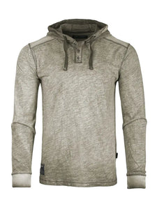 Color Dyed Casual Long Sleeve Hoodie Henley