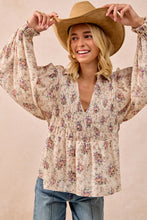 Load image into Gallery viewer, FLORAL PRINTED WOVEN V NECK TOP