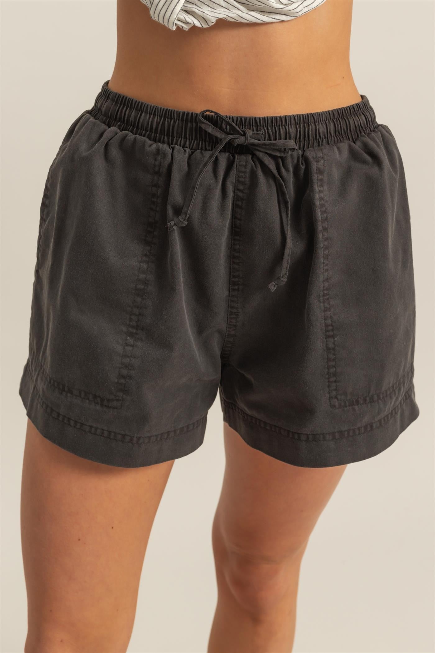 Elasticized Waist Woven Shorts
