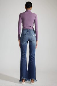 PREMIER HIGH RISE DISTRESSED FLARE JEANS