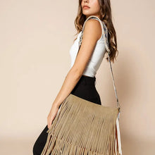 Load image into Gallery viewer, Sadie Suede Fringe Crossbody w/ Guitar Strap
