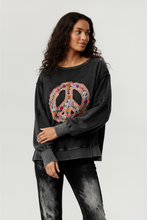 Load image into Gallery viewer, EMBROIDERED PEACE WASHED PULLOVER KNIT TOP