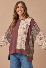 Load image into Gallery viewer, Plus Mixed Fabric Floral Waffle Knit Paneling Top