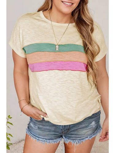 Color Block Patchwork Plus Size T-Shirt