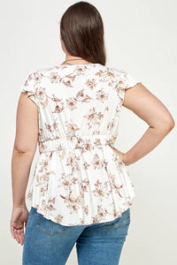 Plus Size Floral Ruffle Babydoll Top