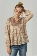 Load image into Gallery viewer, FRILL MOCK NECK PEASANT BOHEMIAN BLOUSE