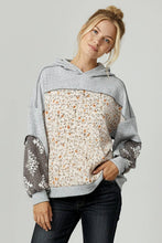 Load image into Gallery viewer, PLUS TWO TONE HACCI FLORAL KNIT TOP WITH HOODIE