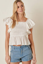 Load image into Gallery viewer, RUFFLE DETAIL SMOCKING BODICE BLOUSE