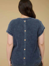 Load image into Gallery viewer, Plus Washed Knit Short Tab Sleeve Pullover Sweater