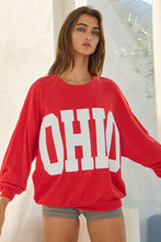 Load image into Gallery viewer, OHIO Print Ribbed Oversized Graphic Sweatshirt