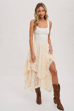 Load image into Gallery viewer, LACE TIER MIDI SKIRT