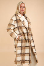 Load image into Gallery viewer, PLUS SIZE Plaid Soft Fuzzy Button Down Long Coat