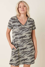 Load image into Gallery viewer, CAMO PRINT V NECK TEE DRESS