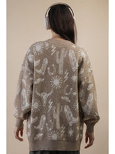 Load image into Gallery viewer, Oversized Western Graphic Knit Sweater Cardigan