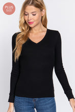 Load image into Gallery viewer, LONG SLEEVE V-NECK THERMAL KNIT TOP