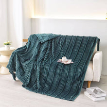 Load image into Gallery viewer, Plush Flunnel Throw – Ultra Soft Ribbed Blanket Texture