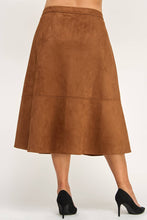 Load image into Gallery viewer, Plus Size Button-Front Faux Suede A-Line Midi Skirt