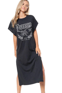 Free Bird 72 Vintage Graphic Maxi Dress Top