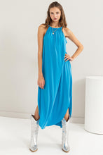 Load image into Gallery viewer, Halter Neck Asymmetrical Midi Dress