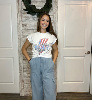 God Bless America Graphic Roll up sleeve Tee