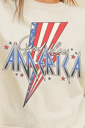 God Bless America Graphic Roll up sleeve Tee