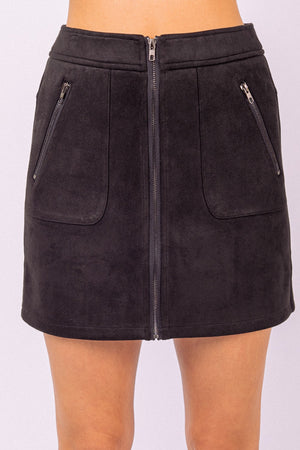 High Waist Exposed Zipper Skirt