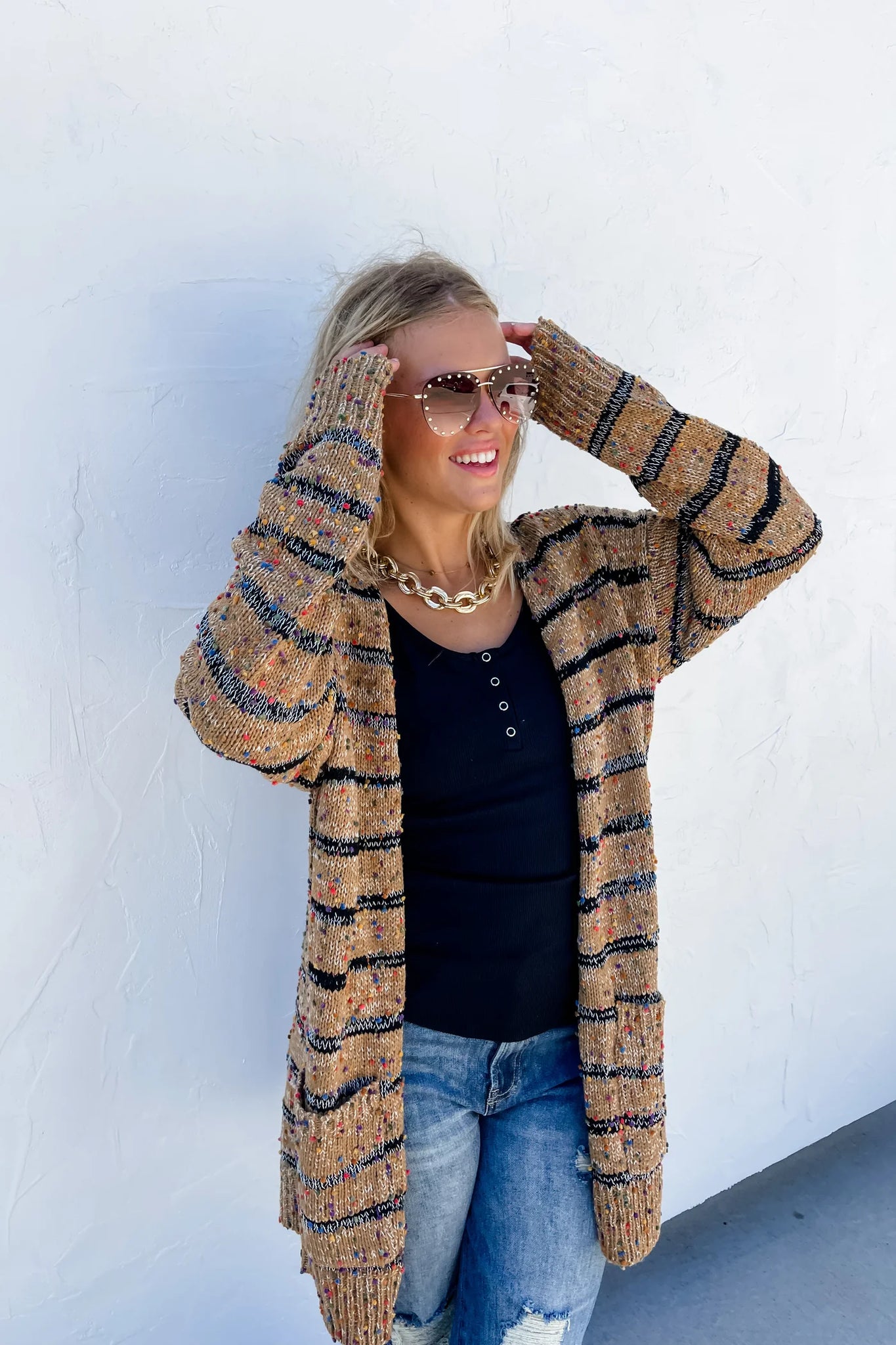 STRIPE MILEY DOT CARDIGAN