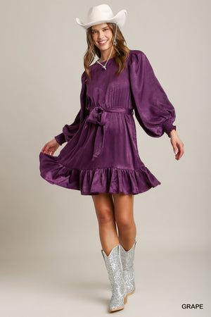 GRAPE DRESS WITH FRONT TIE