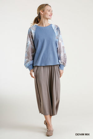 TIE DYE WAFFLE KNIT TOP