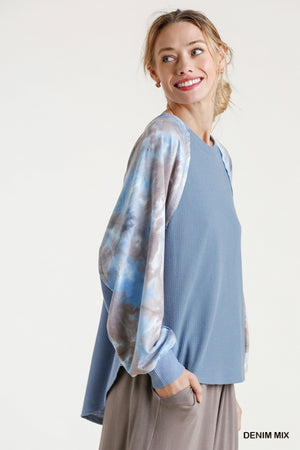 TIE DYE WAFFLE KNIT TOP