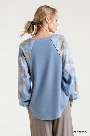 TIE DYE WAFFLE KNIT TOP