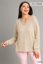 Load image into Gallery viewer, Ribbed Knit Long Sleeve Round Neck Top