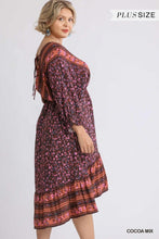 Load image into Gallery viewer, Floral Border Print V-Neck Dolman Sleeve Dress