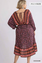 Load image into Gallery viewer, Floral Border Print V-Neck Dolman Sleeve Dress