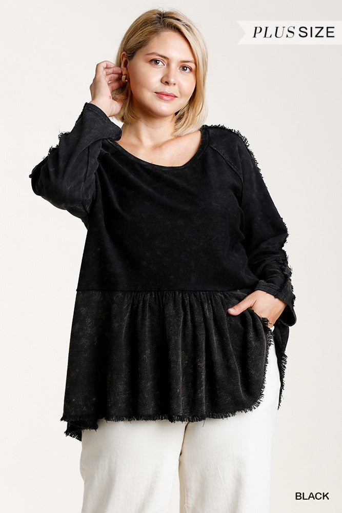 Mineral Washed Long Sleeve Top