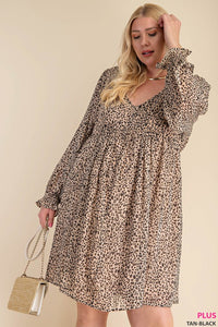LEOPARD PRINT CHIFFON LINNED DRESS