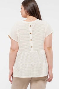 PLUS WAFFLE KNIT TIERED TOP