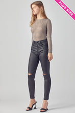 Load image into Gallery viewer, COATED BLACK SKINNY W KNEE CUT