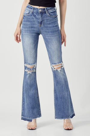 HIGH-RISE SHADOW HEM FLARE JEANS