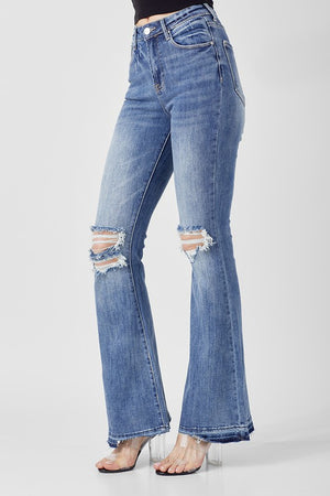 HIGH-RISE SHADOW HEM FLARE JEANS