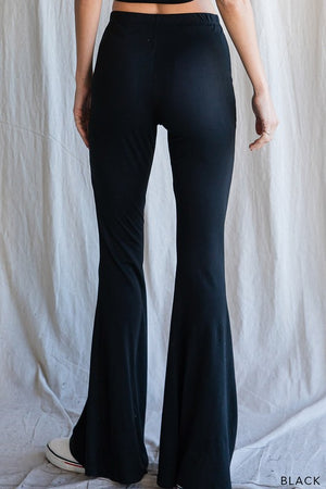 Elastic Waist Flare Bell Bottom Long Pants