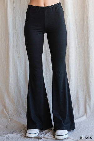 Elastic Waist Flare Bell Bottom Long Pants