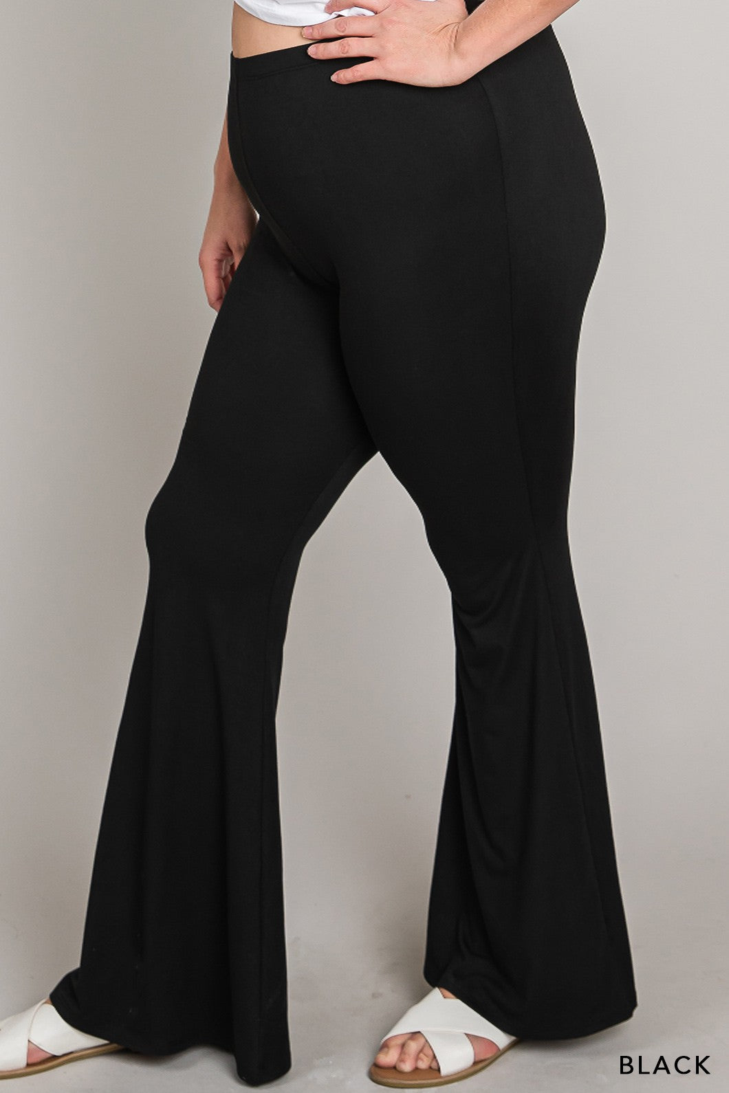 Elastic Waist Flare Bell Bottom Long Pants