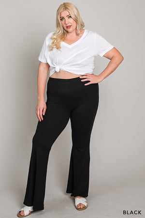 Elastic Waist Flare Bell Bottom Long Pants