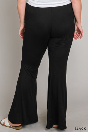 Elastic Waist Flare Bell Bottom Long Pants