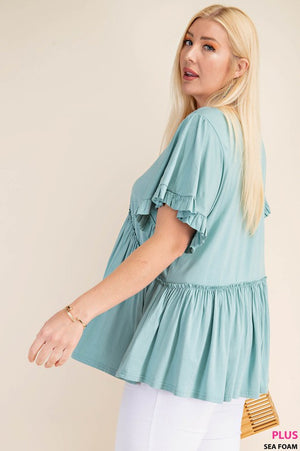 BELL SLEEVE WITH RUFFLE JERSEY TOP