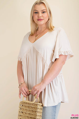 BELL SLEEVE WITH RUFFLE JERSEY TOP