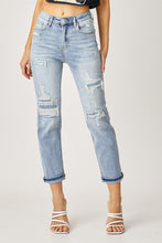 Load image into Gallery viewer, HIGH RISE PATCHED STRAIGHT JEANS