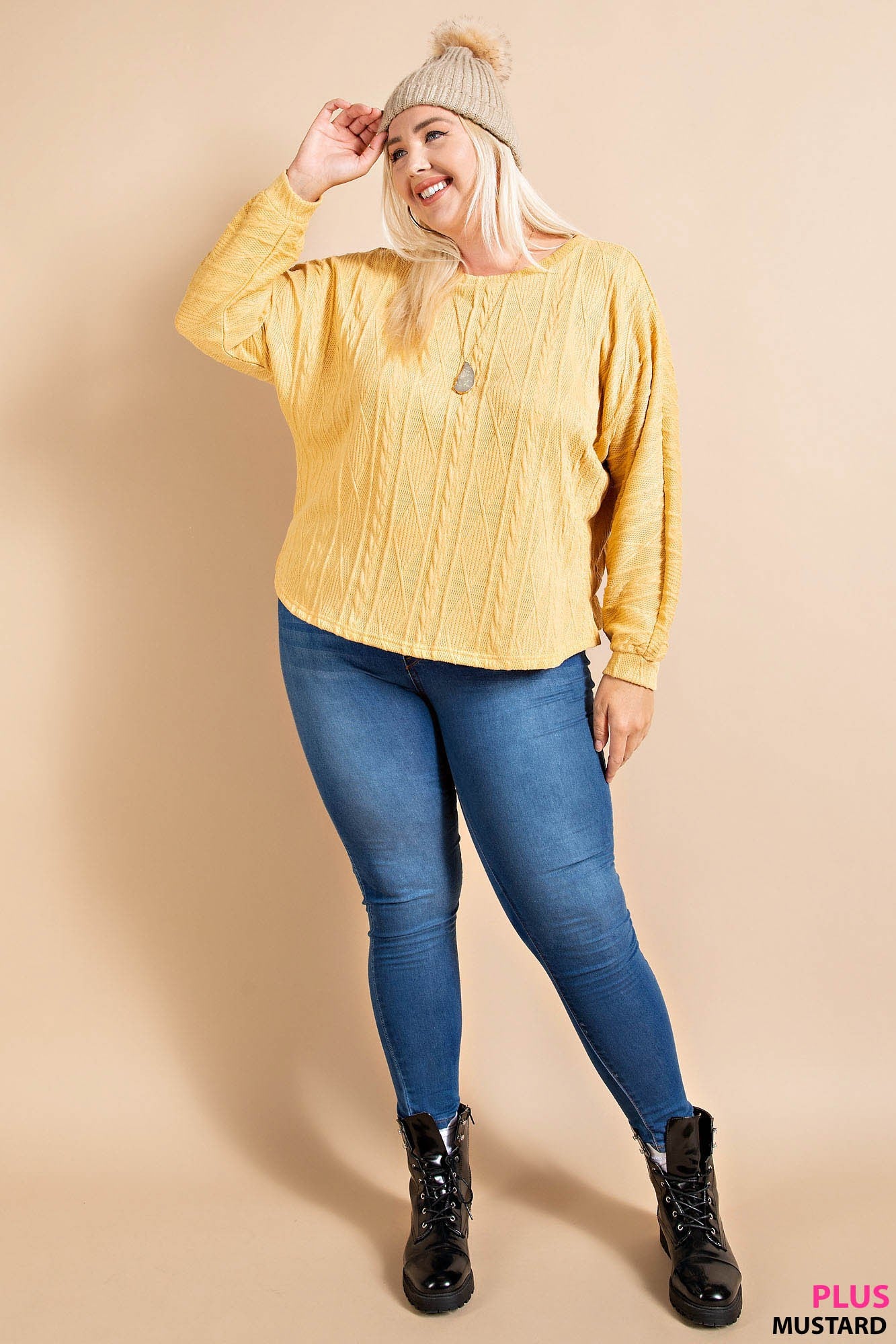 DOLMAN CABLE SWEATER TOP