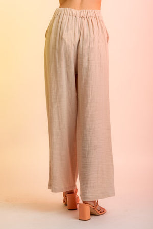 High-Waisted Quilted Pocket Wide Leg Pants